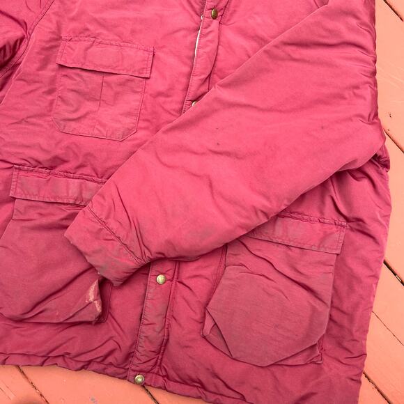 Vintage 80s LL Bean Outerwear Red Winter Baxter State Parka Jacket Puffer Coat - Picture 4 of 12